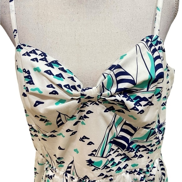 Vineyard Vines sailboat print sundress lined cotton commodore color size 16 - Picture 5 of 10